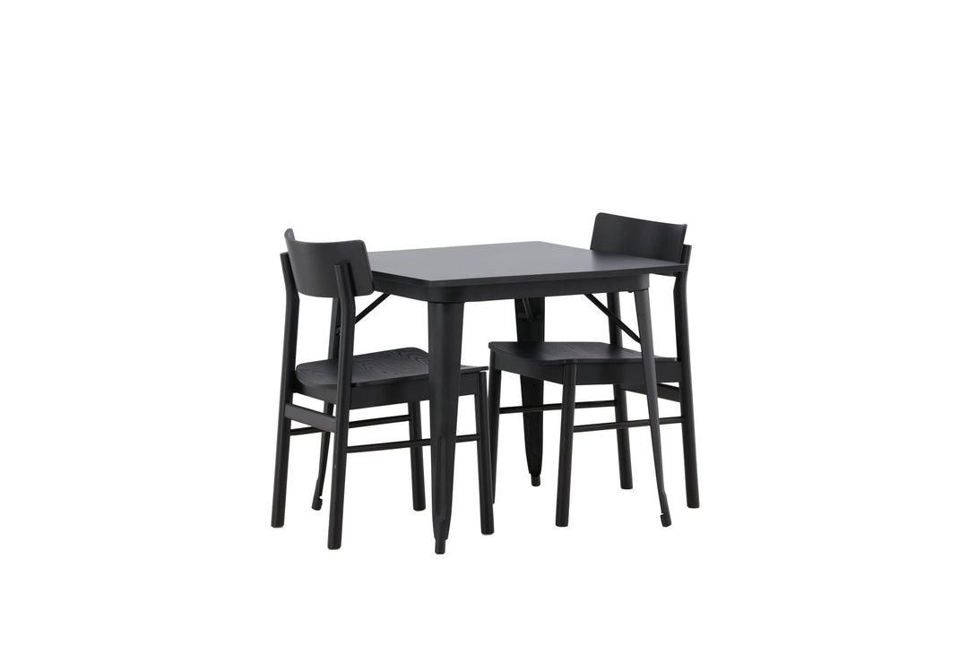 Venture Home Tempe Dining Table - Black / Black MDF +Montros Dining Chair - Natural / Natural Rubberwood _2