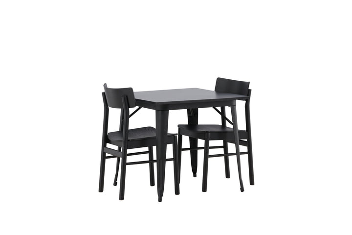 Venture Home Tempe Dining Table - Black / Black MDF +Montros Dining Chair - Natural / Natural Rubberwood _2