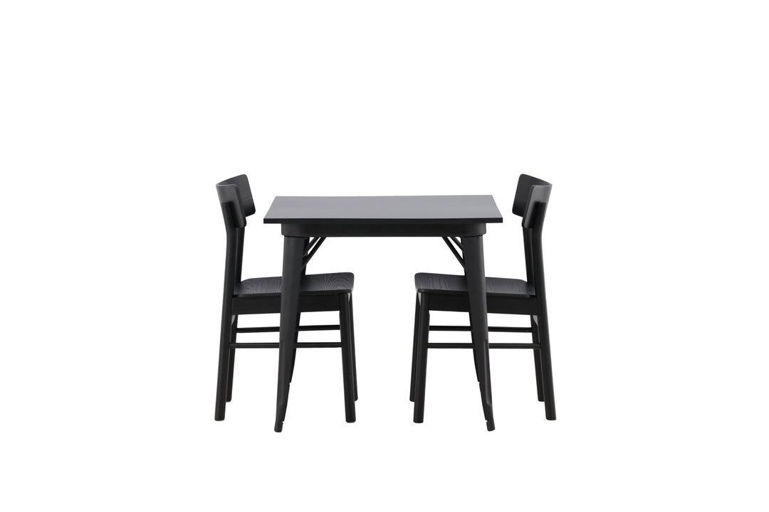 Venture Home Tempe Dining Table - Black / Black MDF +Montros Dining Chair - Natural / Natural Rubberwood _2