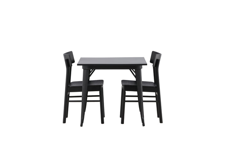 Venture Home Tempe Dining Table - Black / Black MDF +Montros Dining Chair - Natural / Natural Rubberwood _2