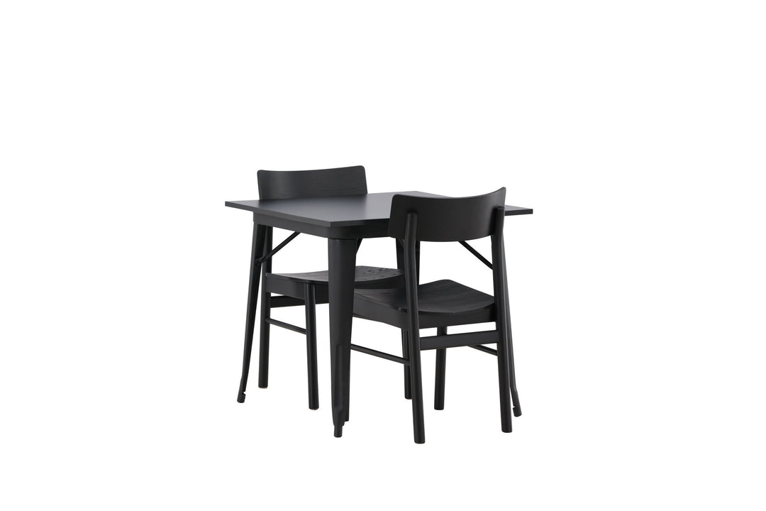 Venture Home Tempe Dining Table - Black / Black MDF +Montros Dining Chair - Natural / Natural Rubberwood _2