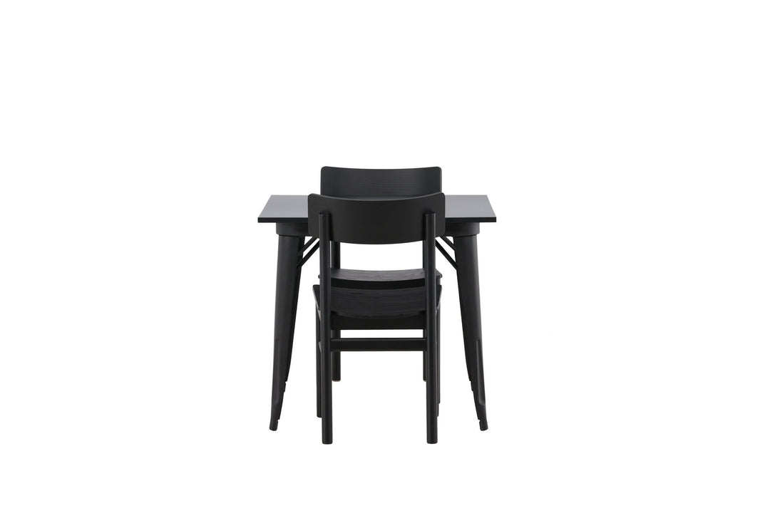 Venture Home Tempe Dining Table - Black / Black MDF +Montros Dining Chair - Natural / Natural Rubberwood _2
