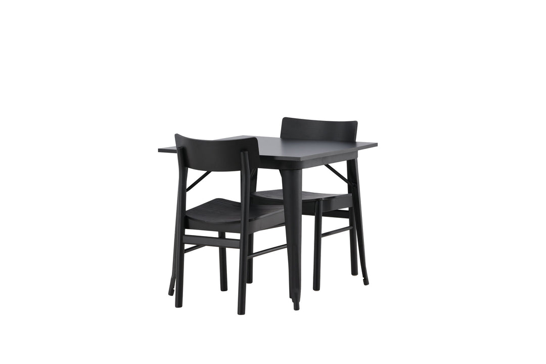 Venture Home Tempe Dining Table - Black / Black MDF +Montros Dining Chair - Natural / Natural Rubberwood _2