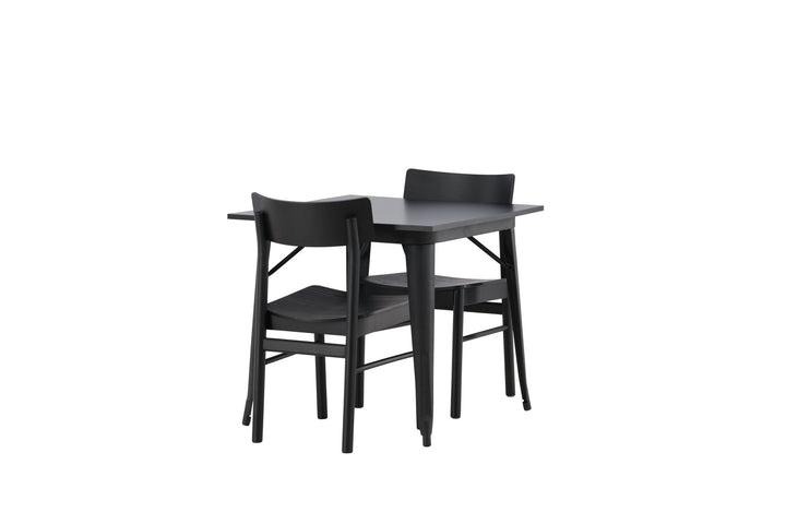 Venture Home Tempe Dining Table - Black / Black MDF +Montros Dining Chair - Natural / Natural Rubberwood _2