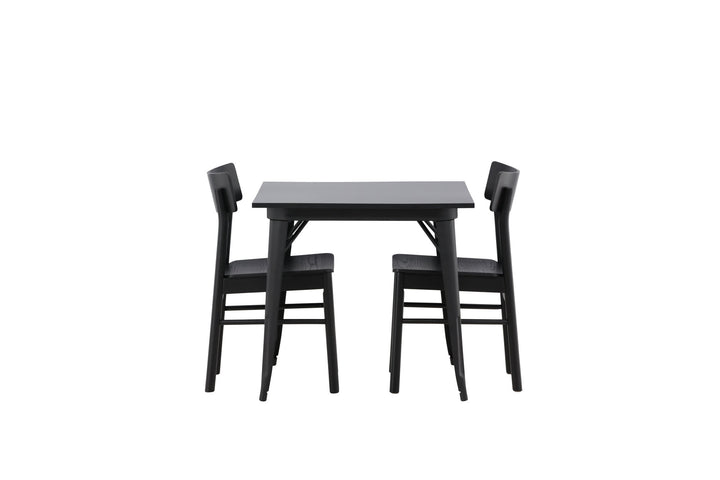 Venture Home Tempe Dining Table - Black / Black MDF +Montros Dining Chair - Natural / Natural Rubberwood _2
