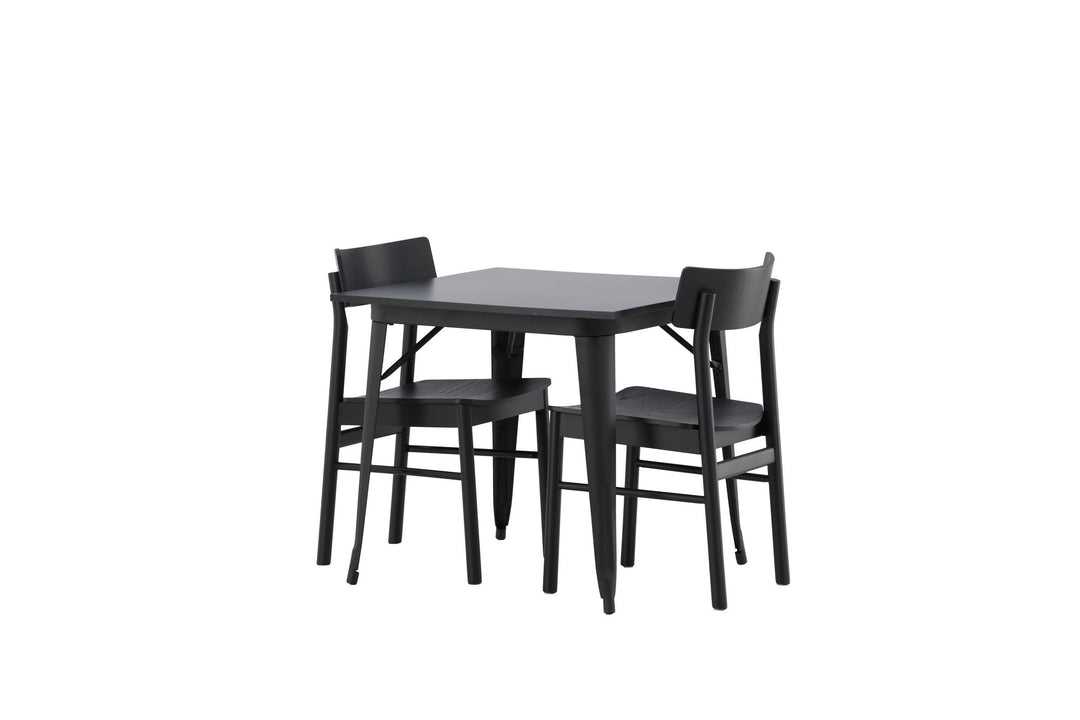 Venture Home Tempe Dining Table - Black / Black MDF +Montros Dining Chair - Natural / Natural Rubberwood _2