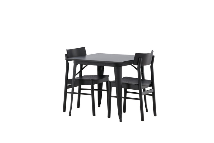 Venture Home Tempe Dining Table - Black / Black MDF +Montros Dining Chair - Natural / Natural Rubberwood _2