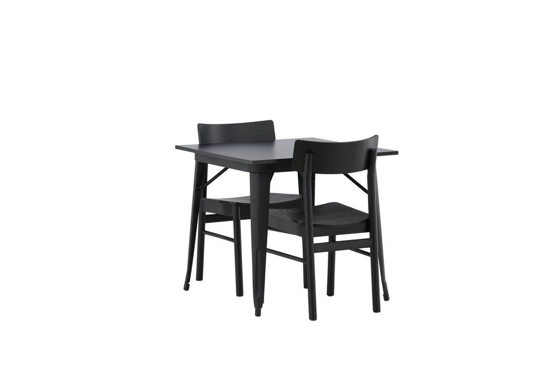 Venture Home Tempe Dining Table - Black / Black MDF +Montros Dining Chair - Natural / Natural Rubberwood _2