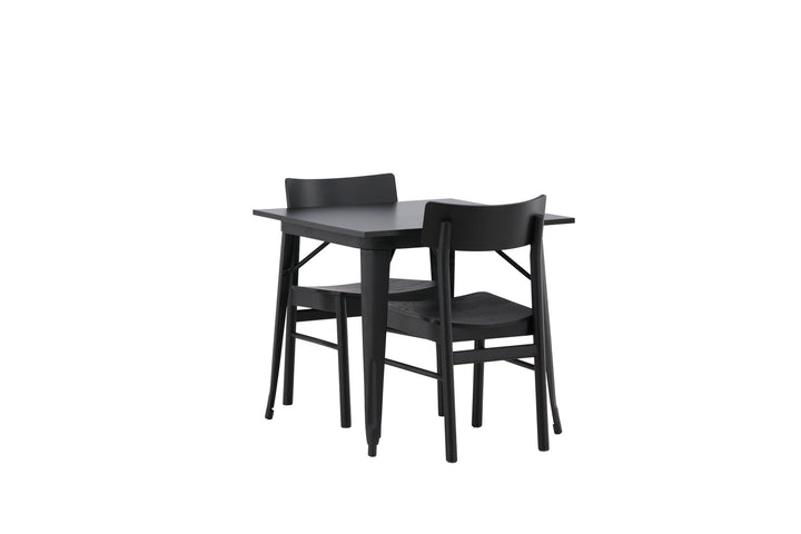 Venture Home Tempe Dining Table - Black / Black MDF +Montros Dining Chair - Natural / Natural Rubberwood _2