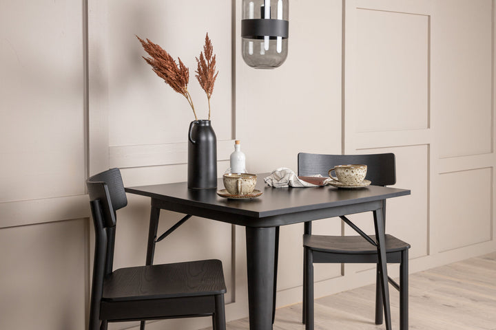 Venture Home Tempe Dining Table - Black / Black MDF +Montros Dining Chair - Natural / Natural Rubberwood _2