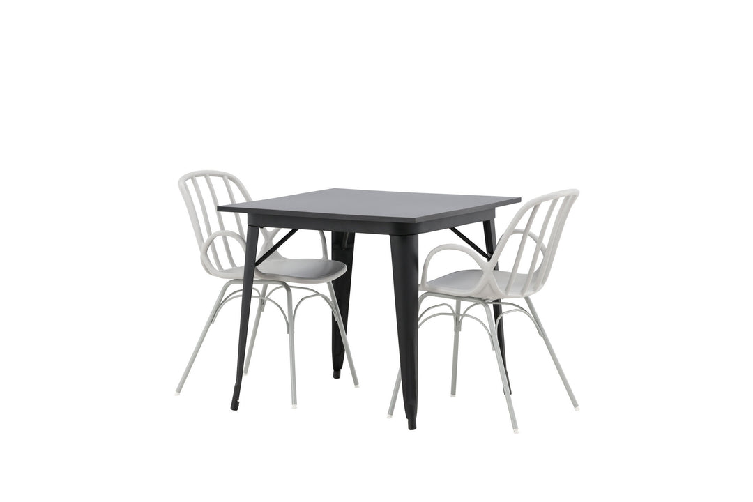 Venture Home Tempe Dining Table - Black / Black MDF +Dyrön Dining Chair - Greige Polypropylene _2