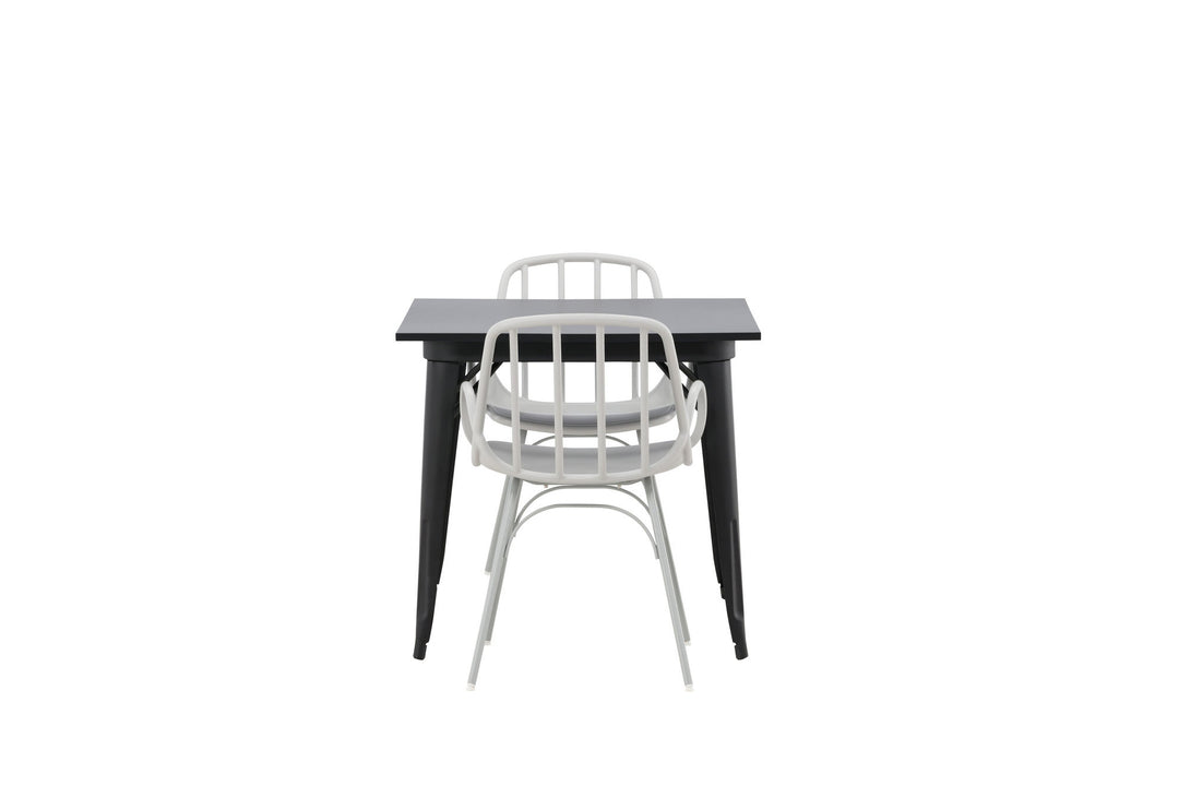 Venture Home Tempe Dining Table - Black / Black MDF +Dyrön Dining Chair - Greige Polypropylene _2