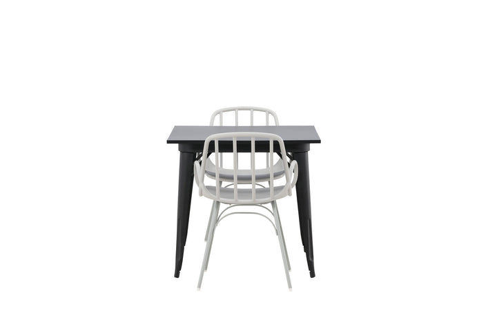 Venture Home Tempe Dining Table - Black / Black MDF +Dyrön Dining Chair - Greige Polypropylene _2