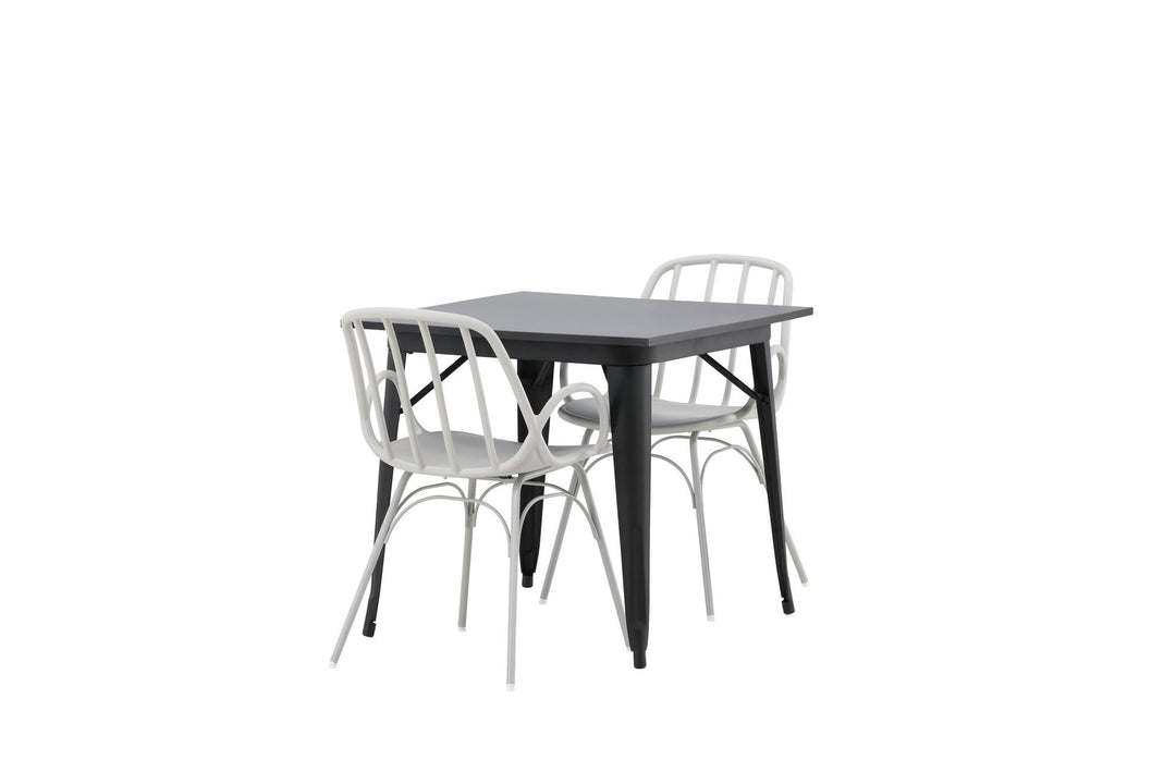 Venture Home Tempe Dining Table - Black / Black MDF +Dyrön Dining Chair - Greige Polypropylene _2