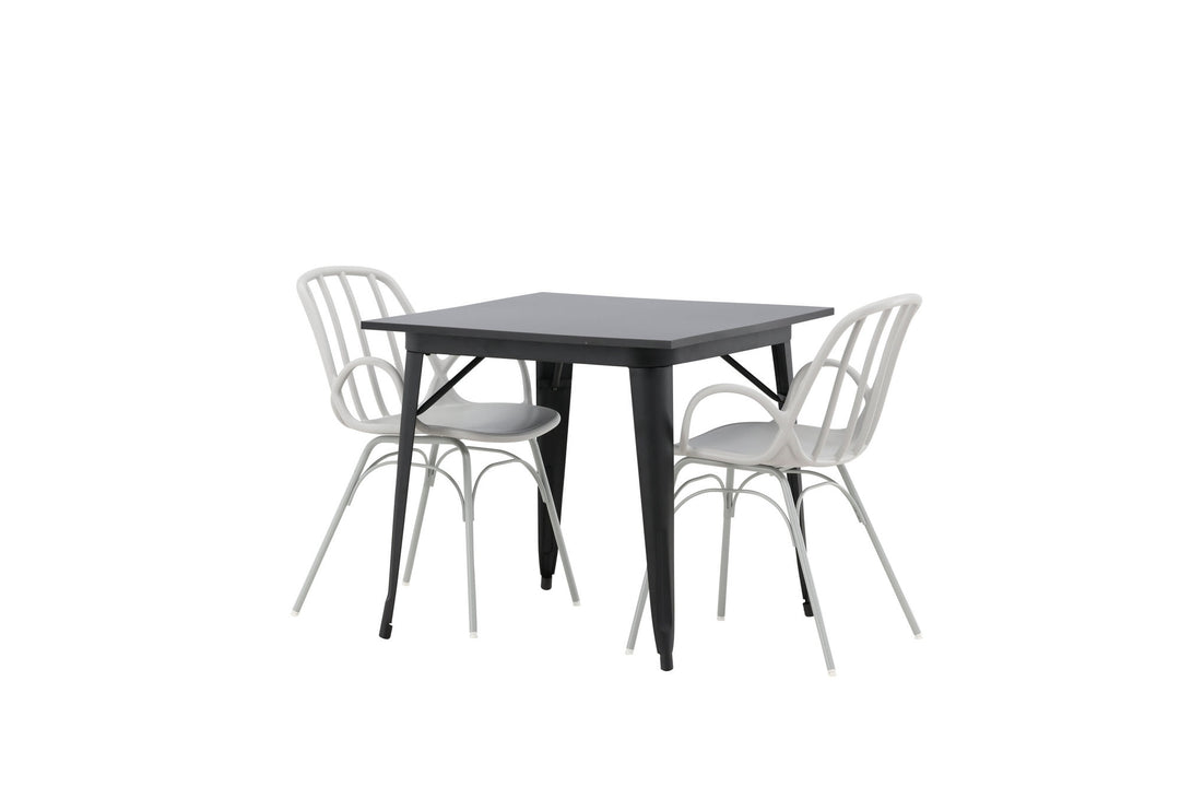 Venture Home Tempe Dining Table - Black / Black MDF +Dyrön Dining Chair - Greige Polypropylene _2