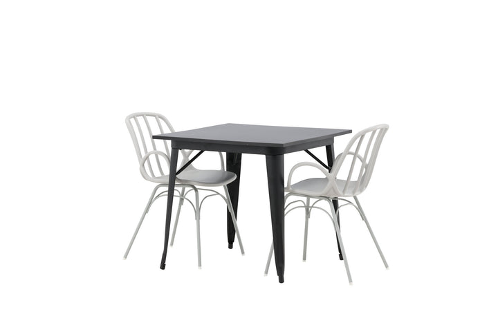 Venture Home Tempe Dining Table - Black / Black MDF +Dyrön Dining Chair - Greige Polypropylene _2