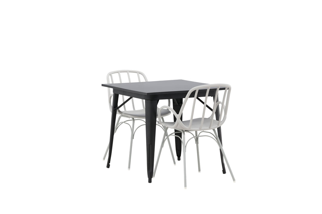 Venture Home Tempe Dining Table - Black / Black MDF +Dyrön Dining Chair - Greige Polypropylene _2