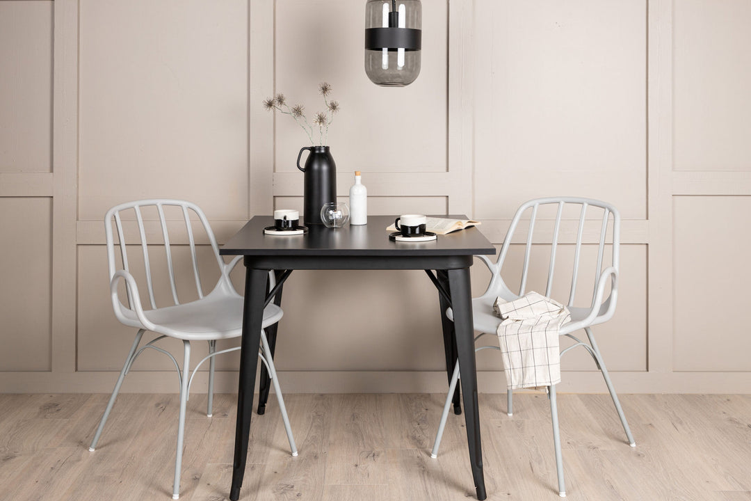 Venture Home Tempe Dining Table - Black / Black MDF +Dyrön Dining Chair - Greige Polypropylene _2