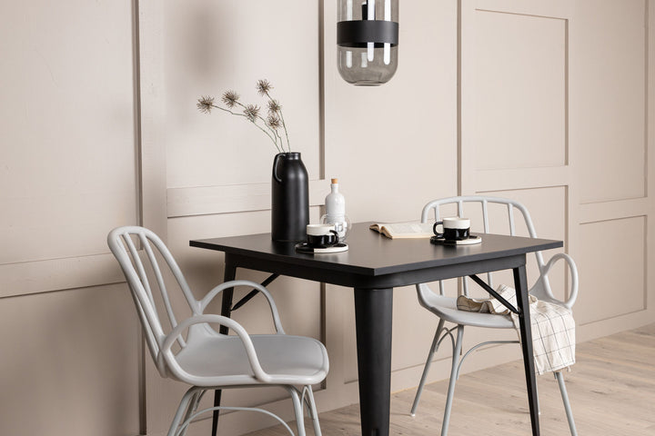 Venture Home Tempe Dining Table - Black / Black MDF +Dyrön Dining Chair - Greige Polypropylene _2