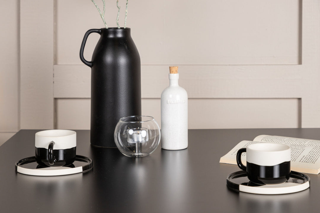 Venture Home Tempe Dining Table - Black / Black MDF +Dyrön Dining Chair - Greige Polypropylene _2