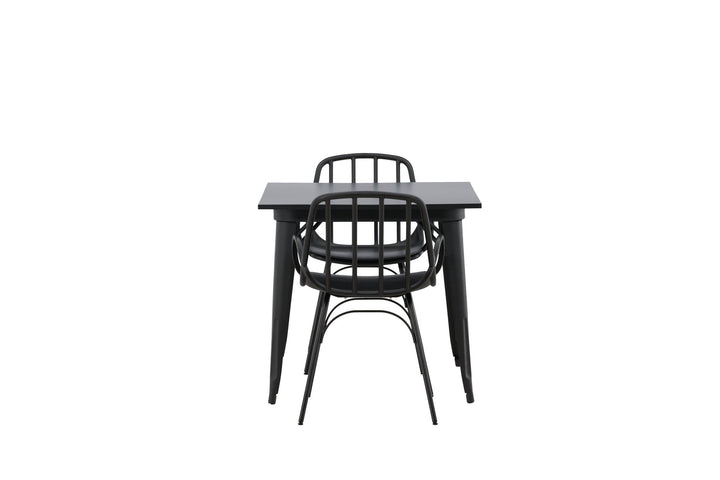 Venture Home Tempe Dining Table - Black / Black MDF +Dyrön Dining Chair - Black Polypropylene _2