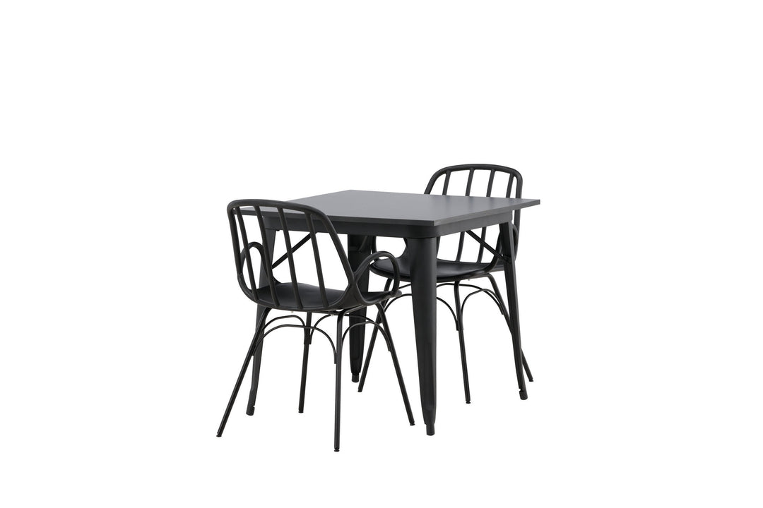 Venture Home Tempe Dining Table - Black / Black MDF +Dyrön Dining Chair - Black Polypropylene _2