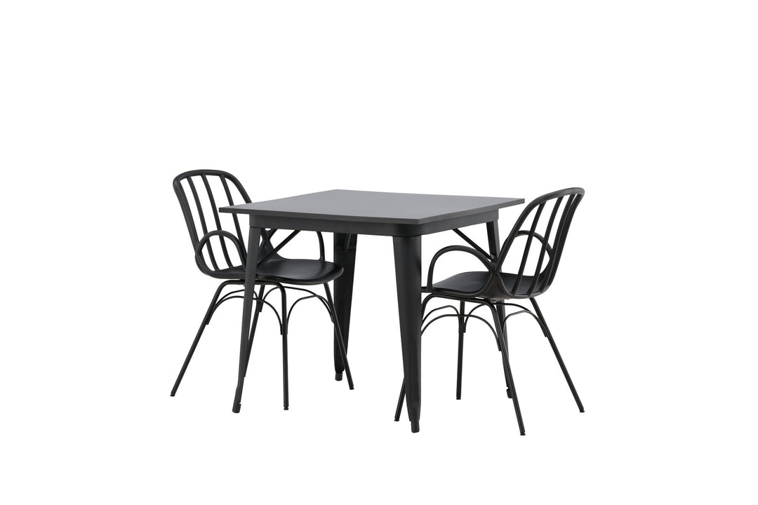 Venture Home Tempe Dining Table - Black / Black MDF +Dyrön Dining Chair - Black Polypropylene _2