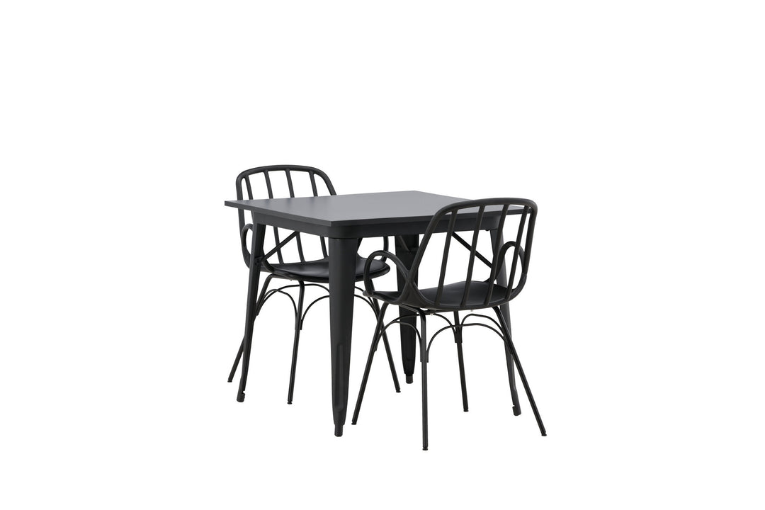 Venture Home Tempe Dining Table - Black / Black MDF +Dyrön Dining Chair - Black Polypropylene _2