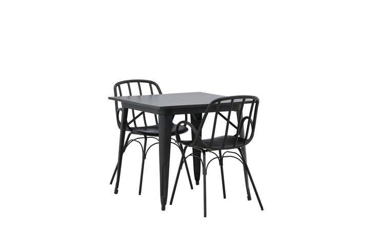 Venture Home Tempe Dining Table - Black / Black MDF +Dyrön Dining Chair - Black Polypropylene _2