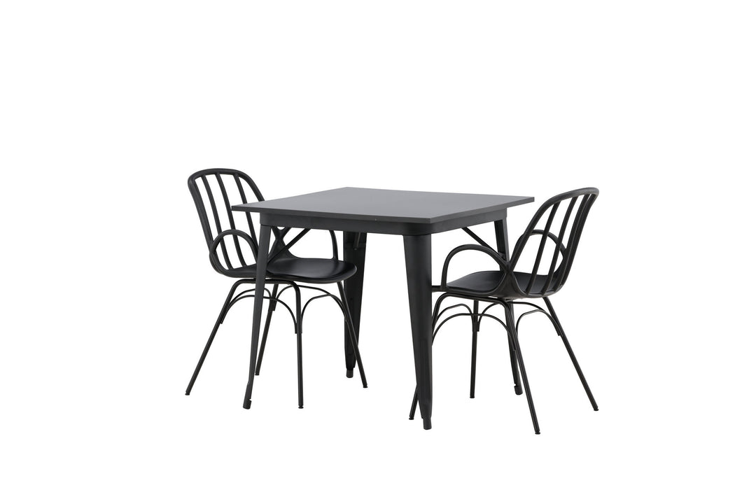 Venture Home Tempe Dining Table - Black / Black MDF +Dyrön Dining Chair - Black Polypropylene _2