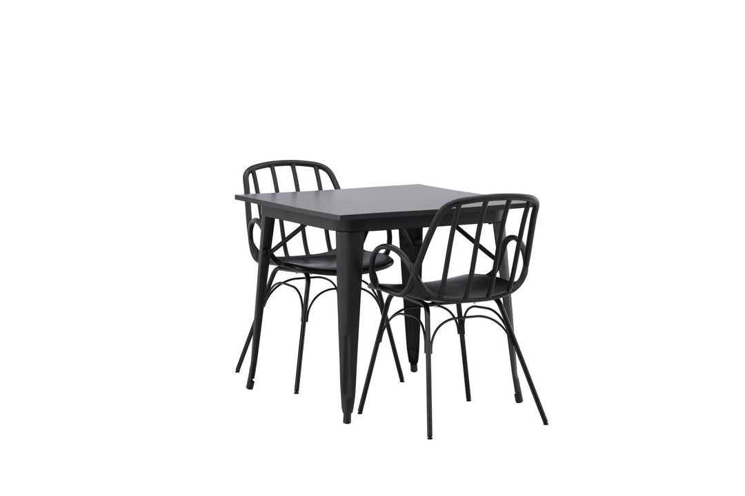 Venture Home Tempe Dining Table - Black / Black MDF +Dyrön Dining Chair - Black Polypropylene _2