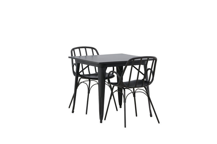 Venture Home Tempe Dining Table - Black / Black MDF +Dyrön Dining Chair - Black Polypropylene _2