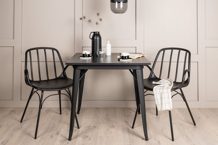 Venture Home Tempe Dining Table - Black / Black MDF +Dyrön Dining Chair - Black Polypropylene _2