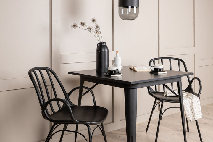 Venture Home Tempe Dining Table - Black / Black MDF +Dyrön Dining Chair - Black Polypropylene _2