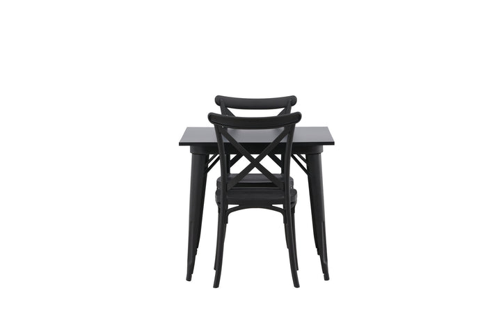 Venture Home Tempe Dining Table - Black / Black MDF +Crosett Dining Chair - Matte Black / Matte Black Plastic _2