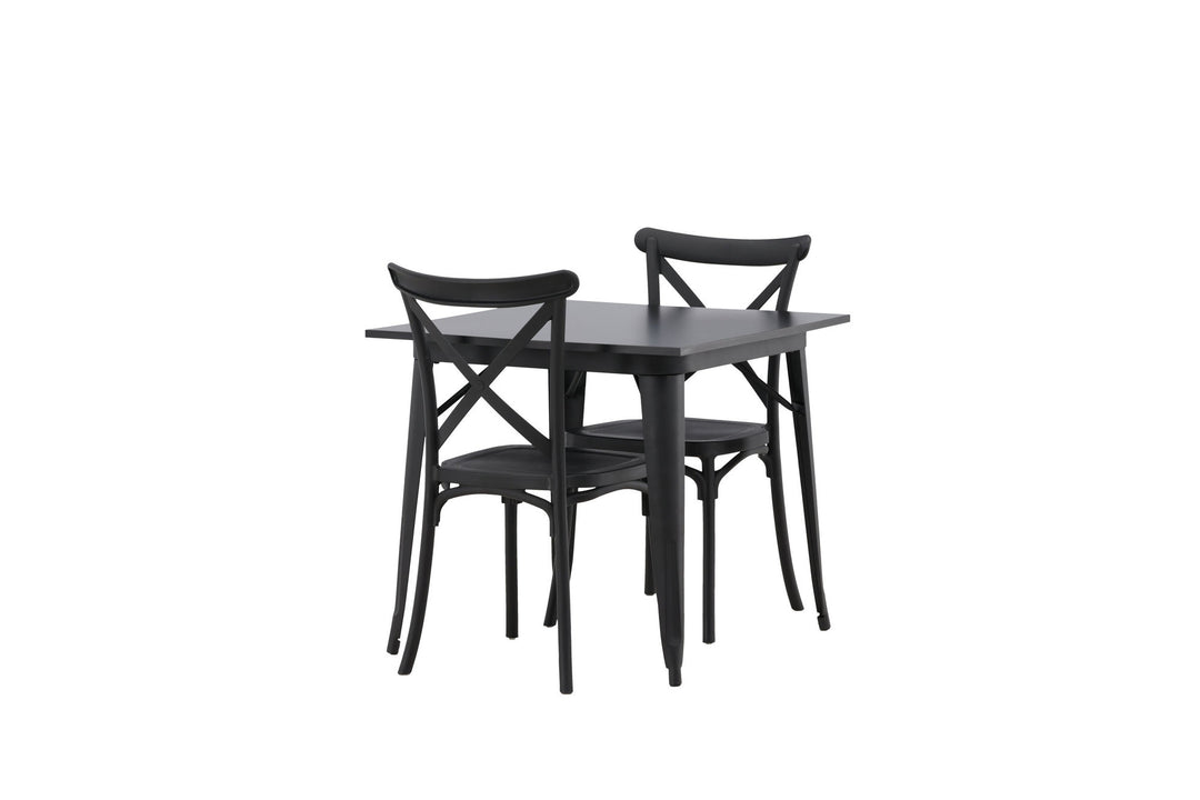 Venture Home Tempe Dining Table - Black / Black MDF +Crosett Dining Chair - Matte Black / Matte Black Plastic _2