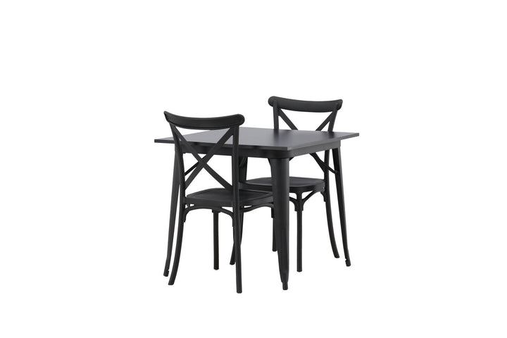 Venture Home Tempe Dining Table - Black / Black MDF +Crosett Dining Chair - Matte Black / Matte Black Plastic _2