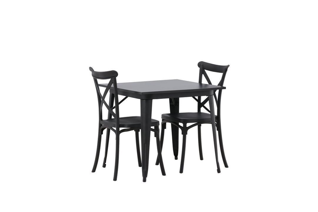 Venture Home Tempe Dining Table - Black / Black MDF +Crosett Dining Chair - Matte Black / Matte Black Plastic _2