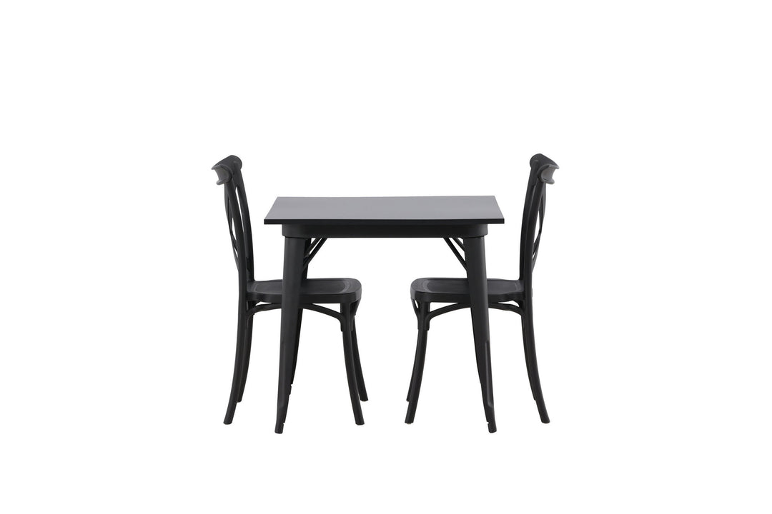Venture Home Tempe Dining Table - Black / Black MDF +Crosett Dining Chair - Matte Black / Matte Black Plastic _2