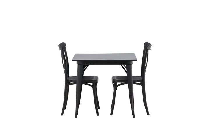 Venture Home Tempe Dining Table - Black / Black MDF +Crosett Dining Chair - Matte Black / Matte Black Plastic _2
