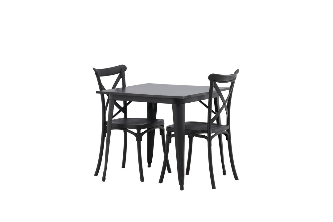 Venture Home Tempe Dining Table - Black / Black MDF +Crosett Dining Chair - Matte Black / Matte Black Plastic _2