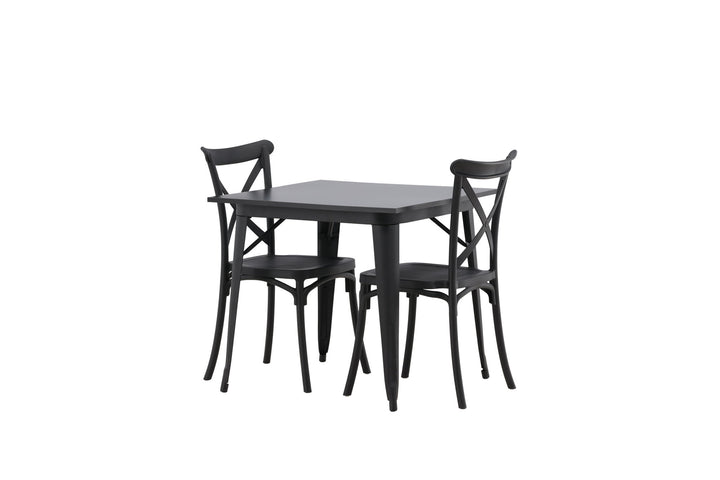 Venture Home Tempe Dining Table - Black / Black MDF +Crosett Dining Chair - Matte Black / Matte Black Plastic _2