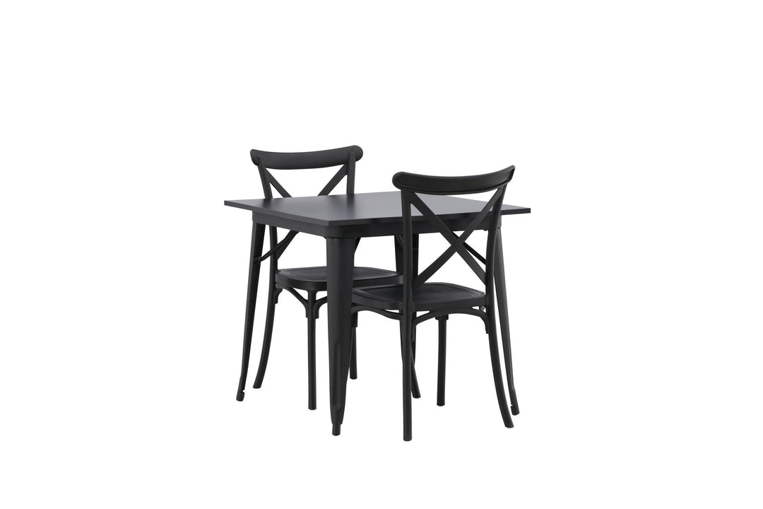 Venture Home Tempe Dining Table - Black / Black MDF +Crosett Dining Chair - Matte Black / Matte Black Plastic _2