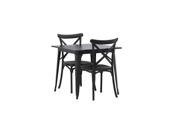 Venture Home Tempe Dining Table - Black / Black MDF +Crosett Dining Chair - Matte Black / Matte Black Plastic _2