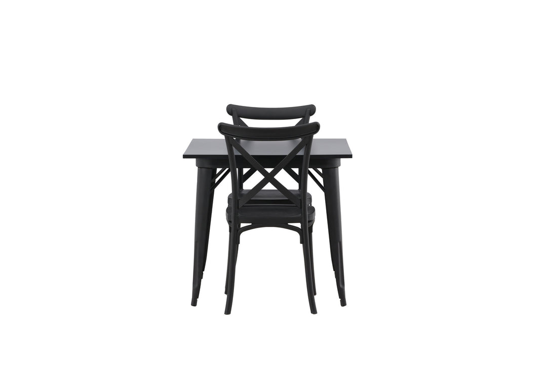 Venture Home Tempe Dining Table - Black / Black MDF +Crosett Dining Chair - Matte Black / Matte Black Plastic _2
