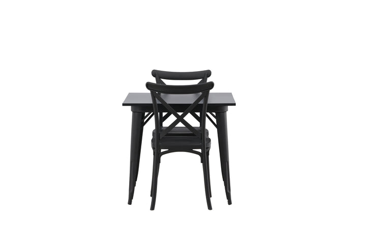 Venture Home Tempe Dining Table - Black / Black MDF +Crosett Dining Chair - Matte Black / Matte Black Plastic _2