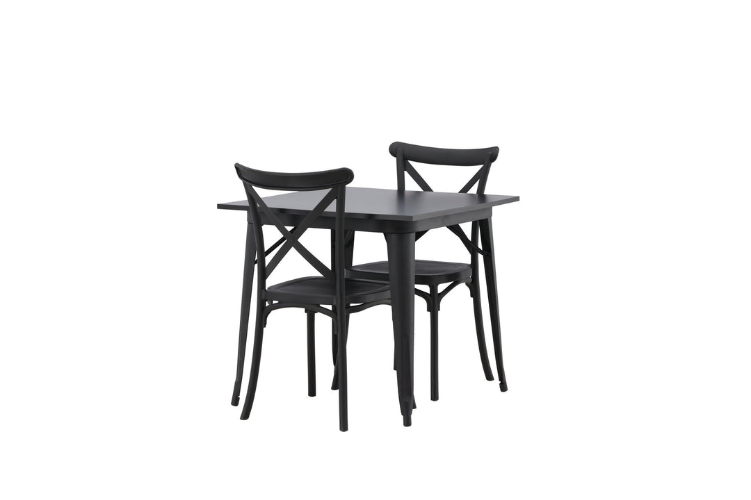 Venture Home Tempe Dining Table - Black / Black MDF +Crosett Dining Chair - Matte Black / Matte Black Plastic _2