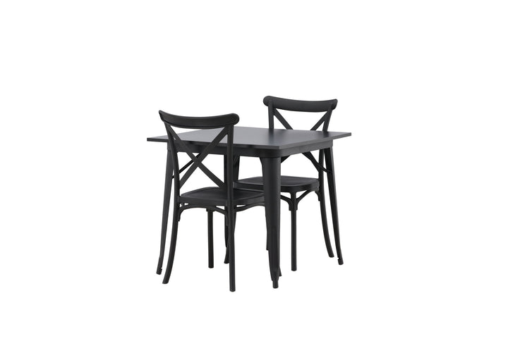 Venture Home Tempe Dining Table - Black / Black MDF +Crosett Dining Chair - Matte Black / Matte Black Plastic _2
