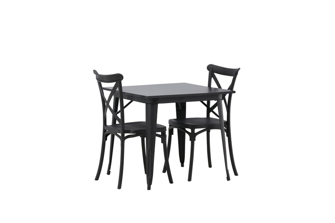 Venture Home Tempe Dining Table - Black / Black MDF +Crosett Dining Chair - Matte Black / Matte Black Plastic _2