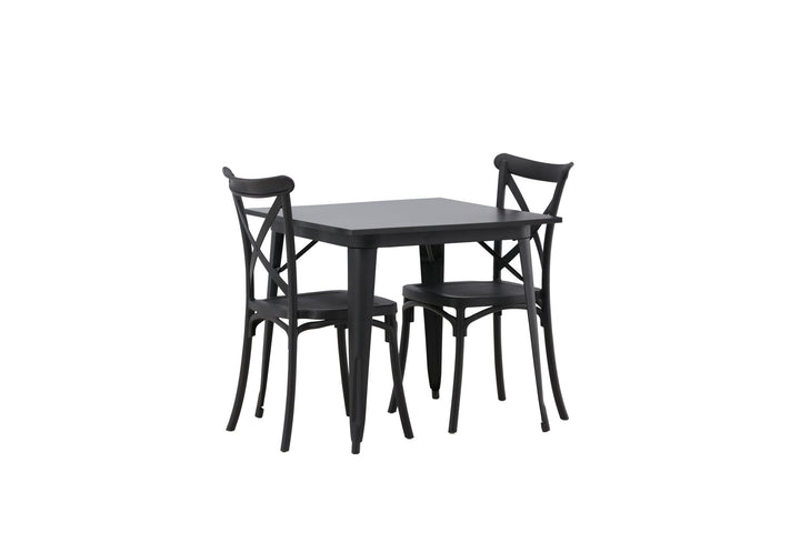 Venture Home Tempe Dining Table - Black / Black MDF +Crosett Dining Chair - Matte Black / Matte Black Plastic _2
